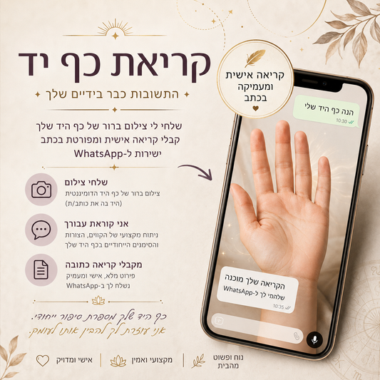 ניתוח כף יד אישי בכירולוגיה על מסך טלפון חכם