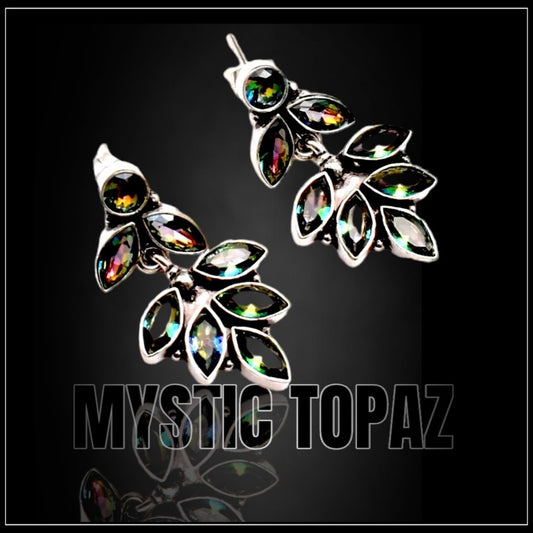 Silver earrings with Mystic Topaz gemstones