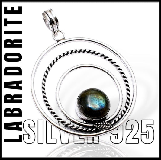 תליון כסף 925 אבן לברדורייט-Silver925 pendant labradorite gemstone