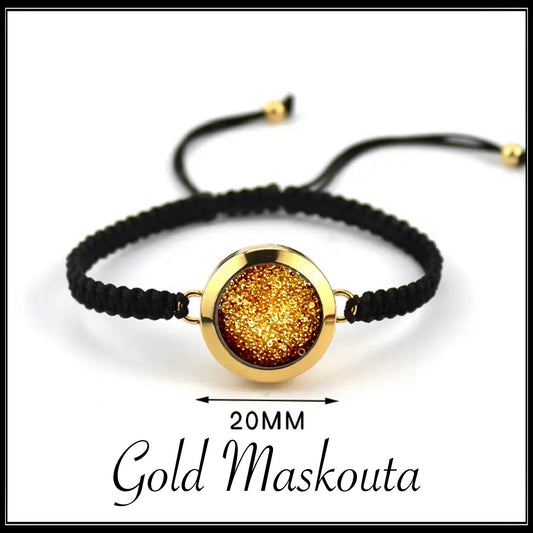 צמיד שחור מסקוטה זהב - Black bracelet gold Maskouta