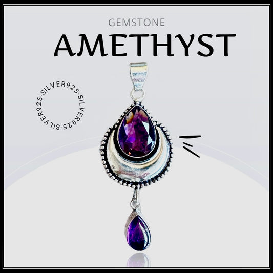תליון כסף 925 אבן אמטיסט-Amethyst gemstone pendant/silver925