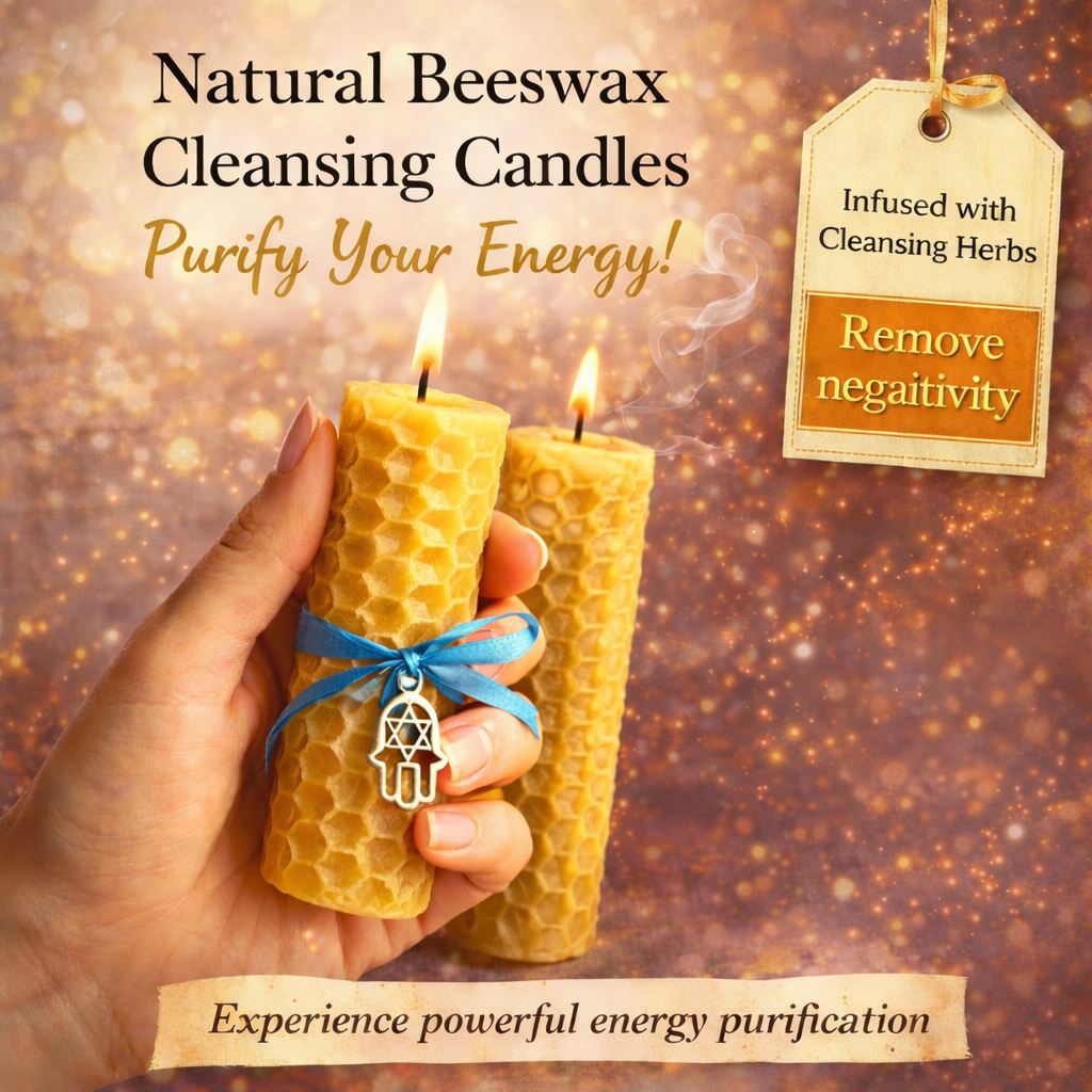 A pair of natural beeswax wish candles – for energetic purification and cleansing 