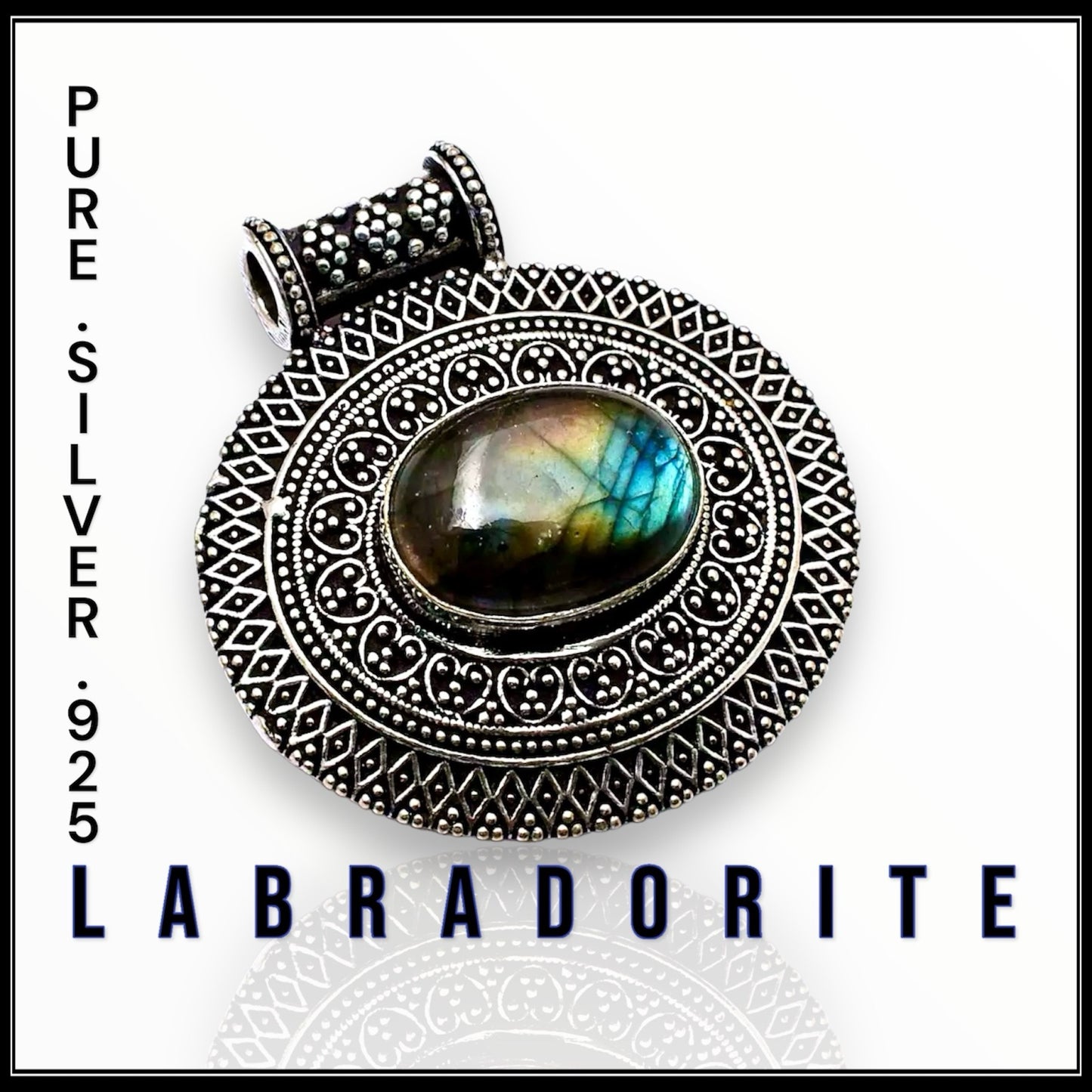 תליון אבן לברדורייט כסף טהור 925-Labradorite Pendant silver 925