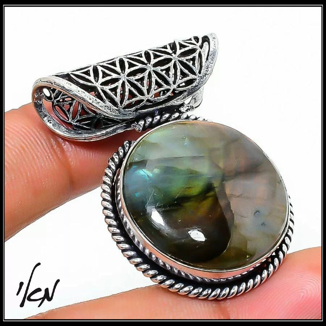 תליון אבן לברדורייט-כסף925 - Pure 925 Silver Labradorite Pendant