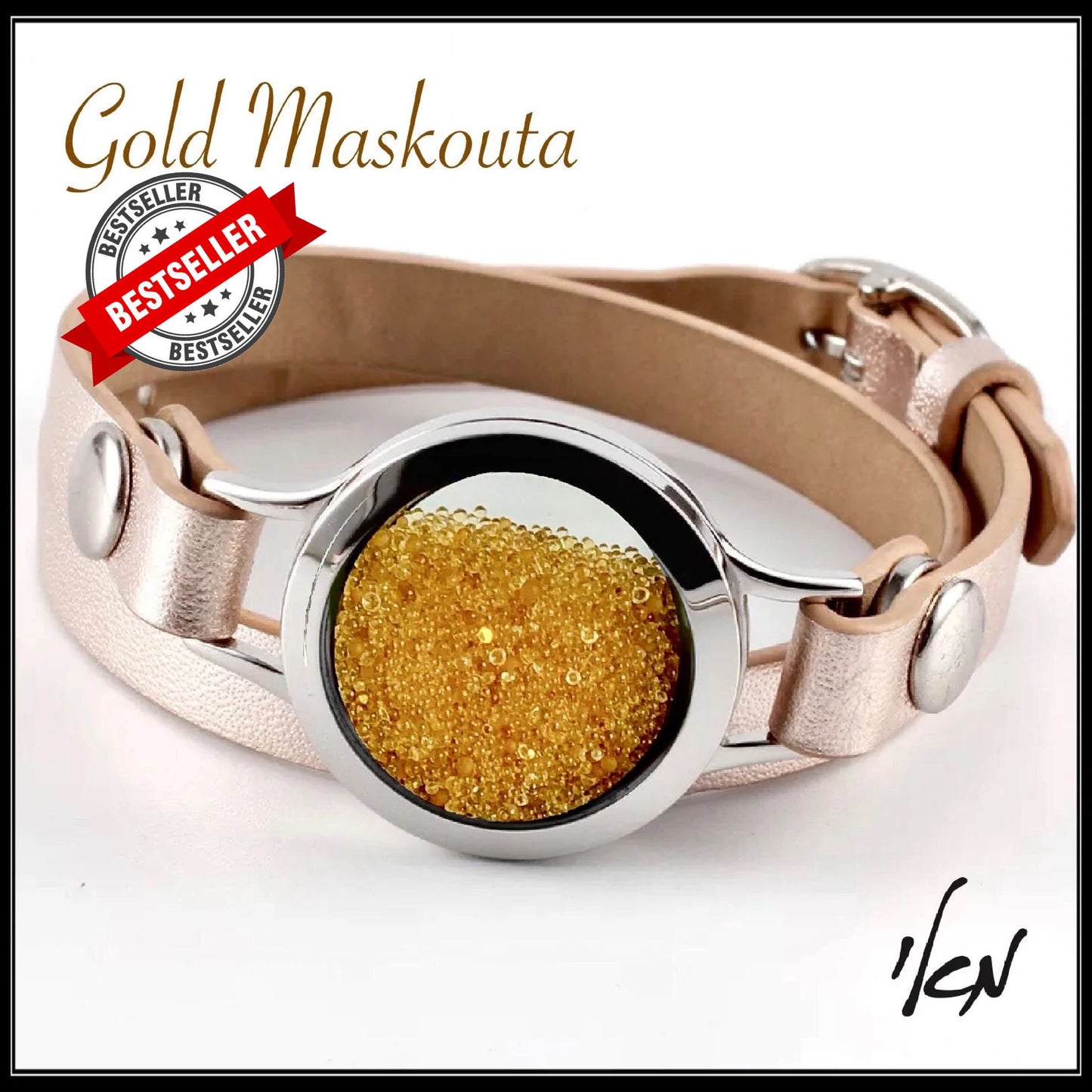 Leather bracelet gold maskouta צמיד עור מסקוטה זהב