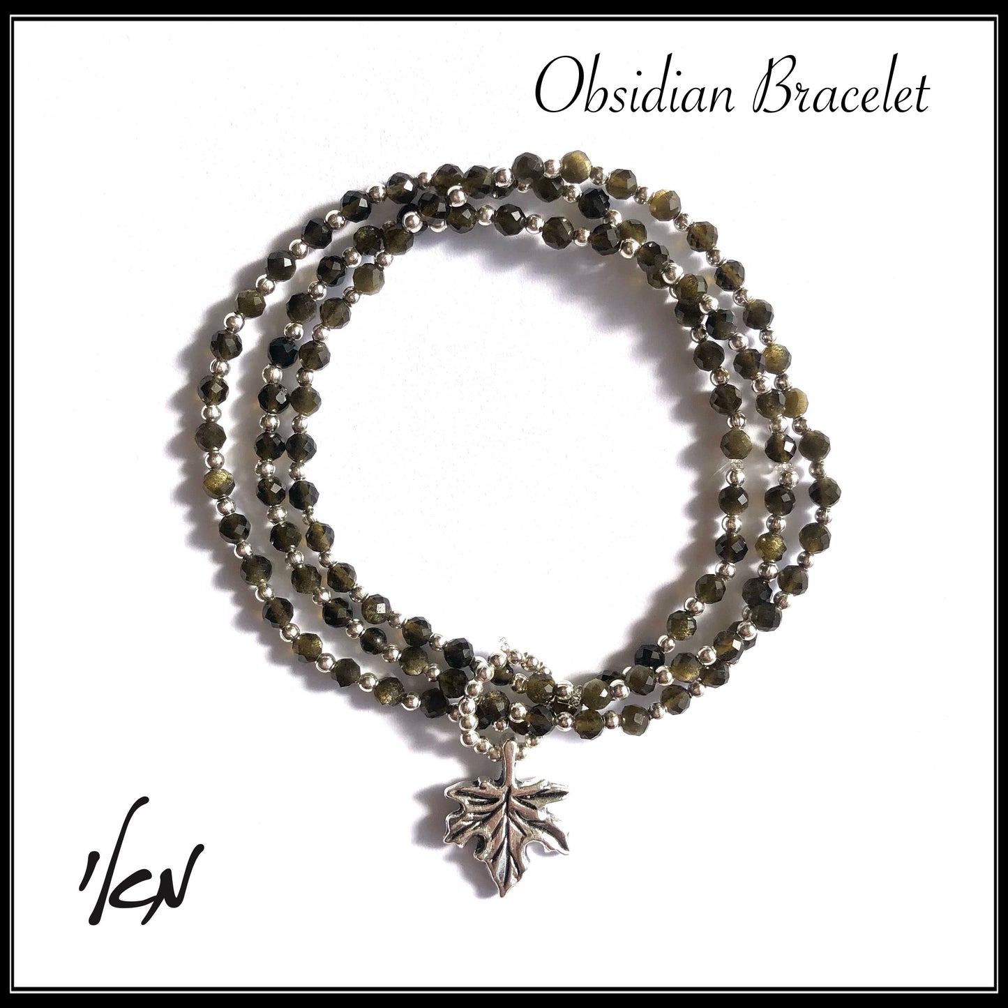 צמיד אובסידיאן - Obsidian and Silver Bracelet
