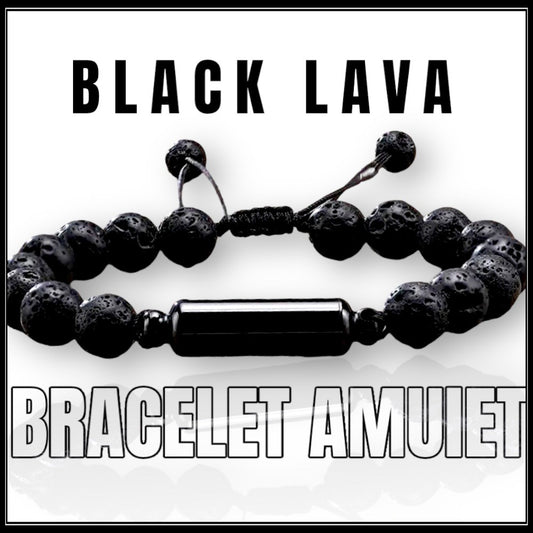 צמיד קמע אבן לאבה שחורה - bracelet amulet black lava atone