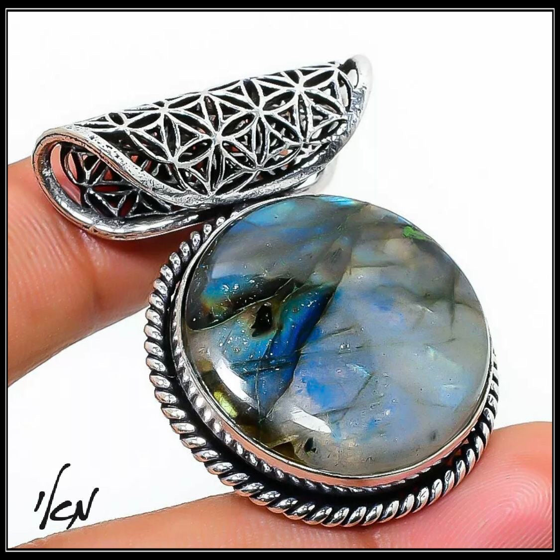 תליון אבן לברדורייט-כסף925 - Pure 925 Silver Labradorite Pendant