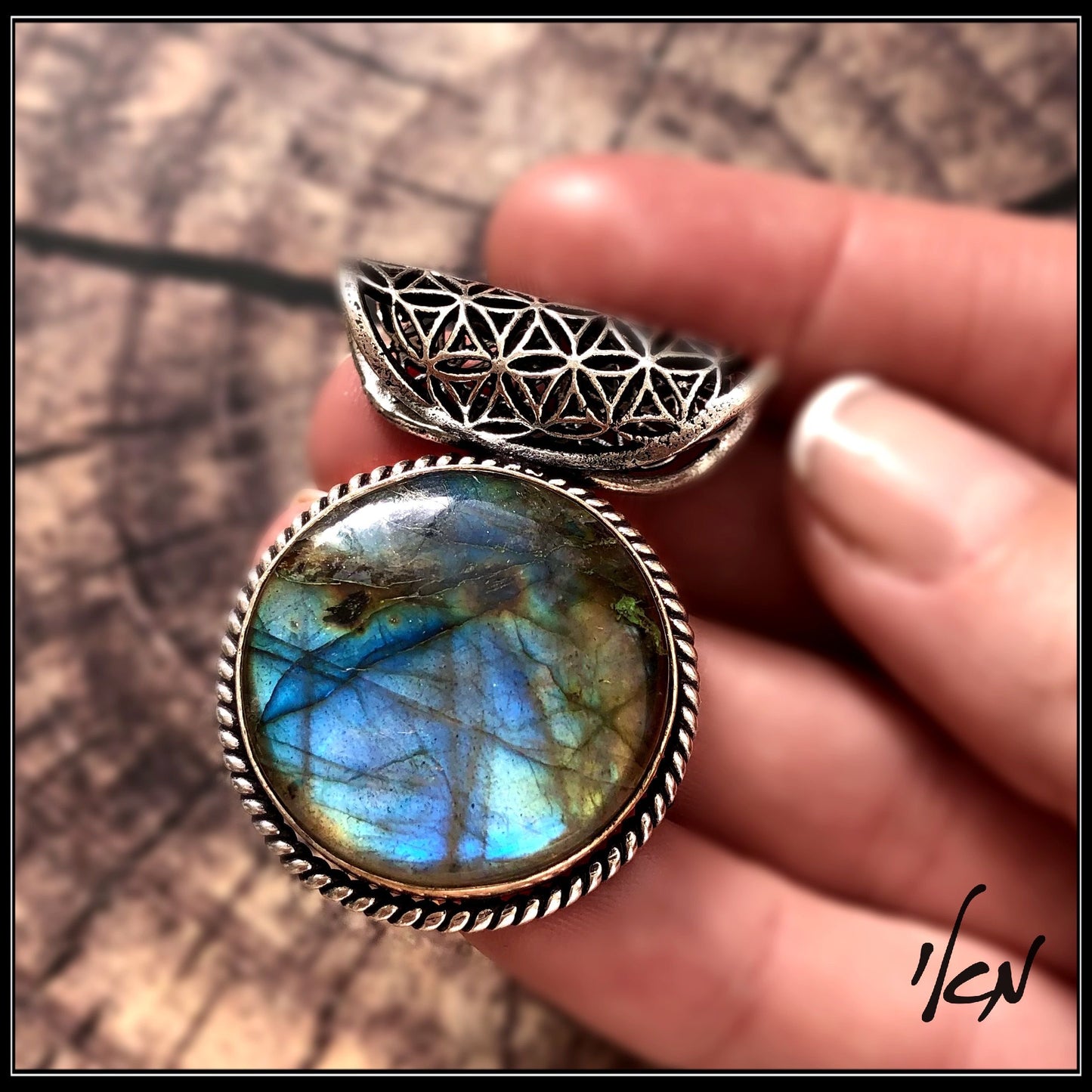 תליון אבן לברדורייט-כסף925 - Pure 925 Silver Labradorite Pendant