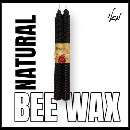 זוג נר שחור שעוות דבורים-Bee wax candles black color