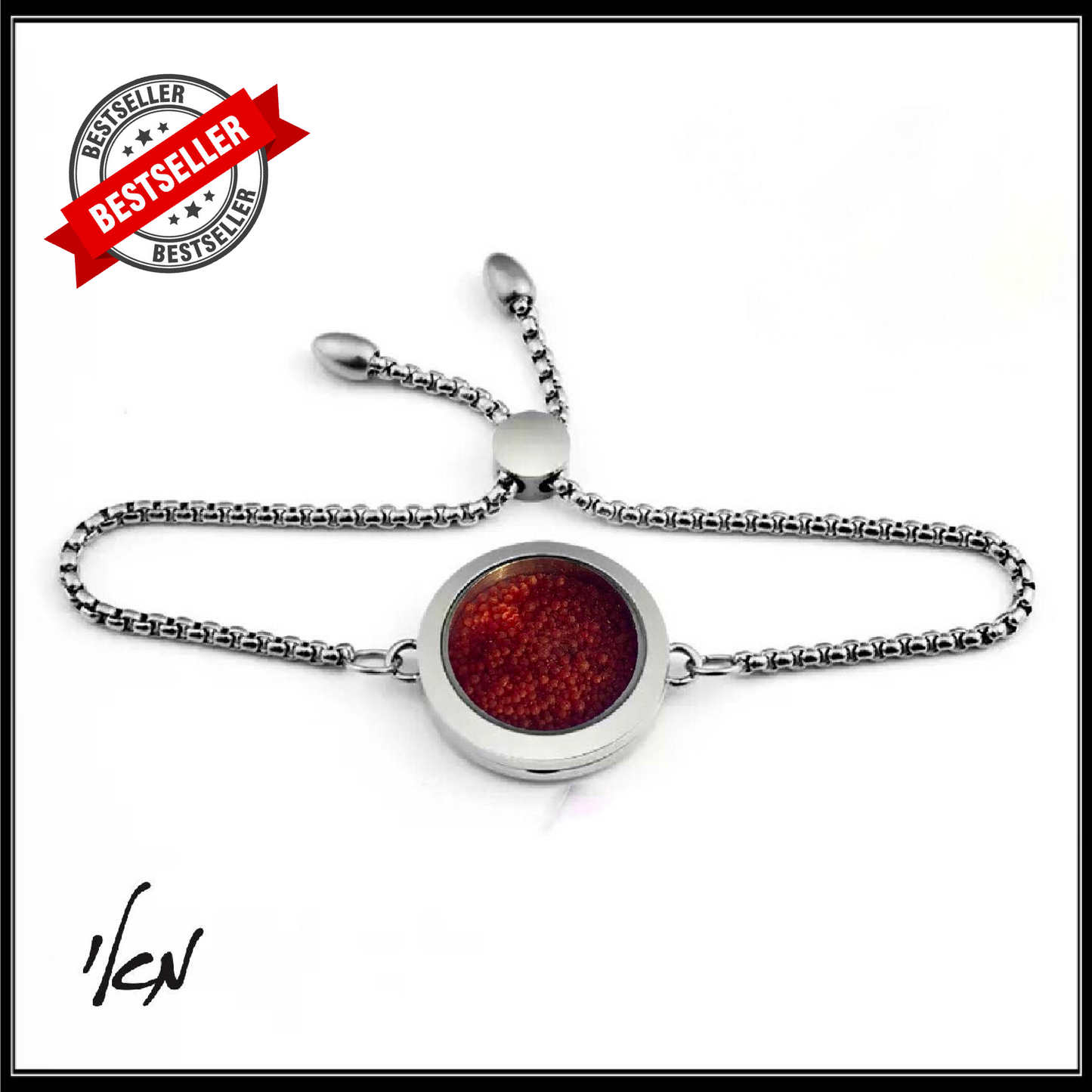 צמיד קמע מסקוטה אדומה - Silver Bracelet with Red Maskouta