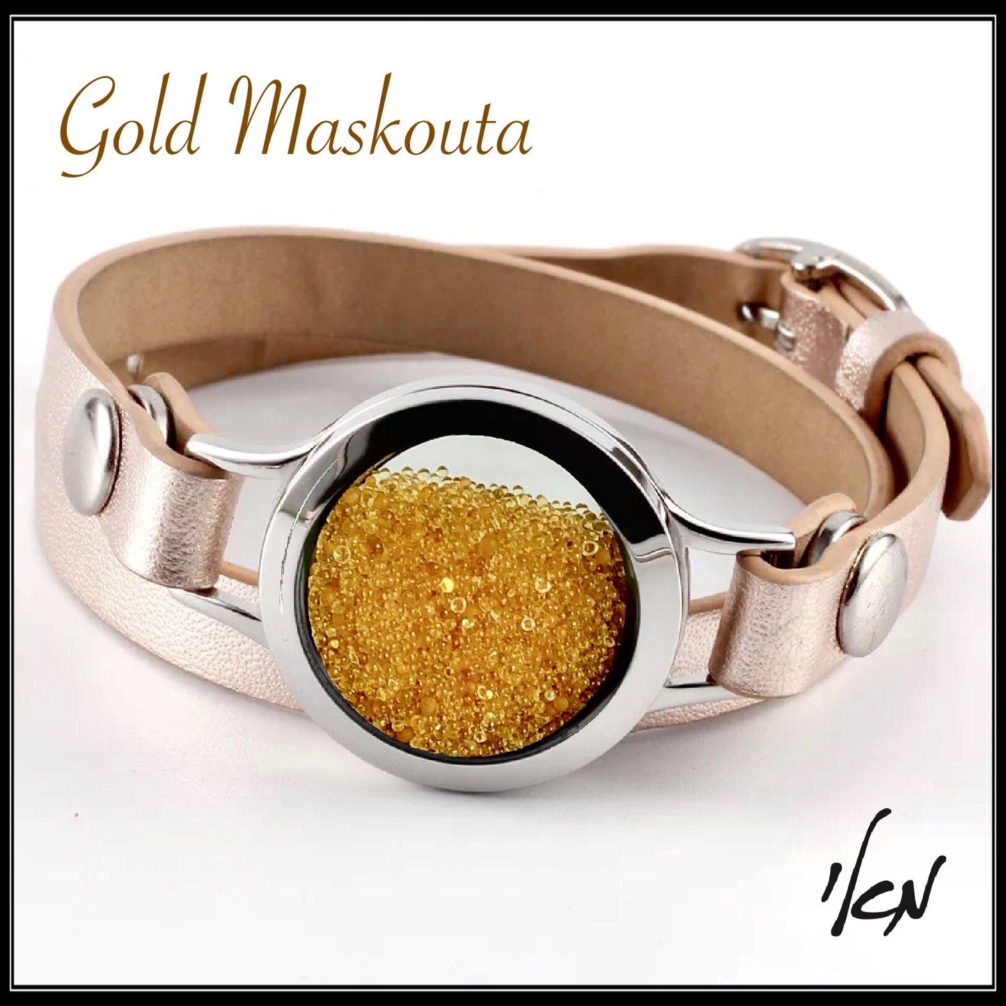 Leather bracelet gold maskouta צמיד עור מסקוטה זהב