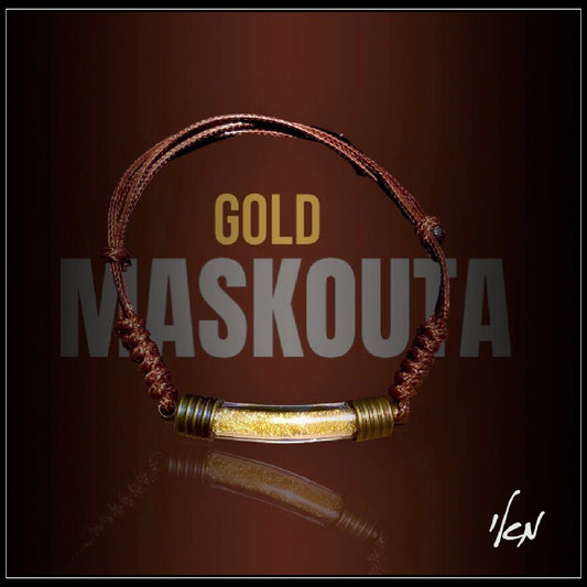 צמיד עור מסקוטה זהב - Gold Maskouta Leather Bracelet