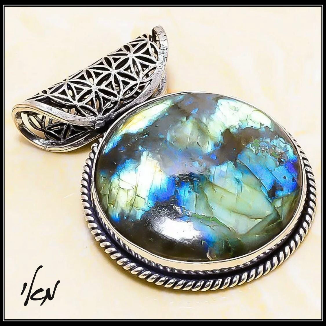 תליון אבן לברדורייט-כסף925 - Pure 925 Silver Labradorite Pendant